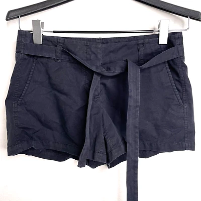 Pantalones Cortos Theory Para Mujer Talla 2 Negros con Cinturón Botón Bolsillos Mosca Verano Informales Foto 1 de 4