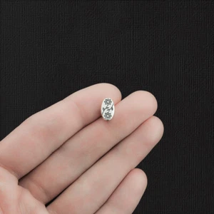 Floral Oval Spacer Metal Beads 10mm x 6mm - Antique Silver - 12 Beads - SC3231 - Picture 1 of 2