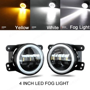 4" Inch Round LED Fog Lights Driving Lamps Halo For Jeep Grand Cherokee 1997-18 - Picture 1 of 15