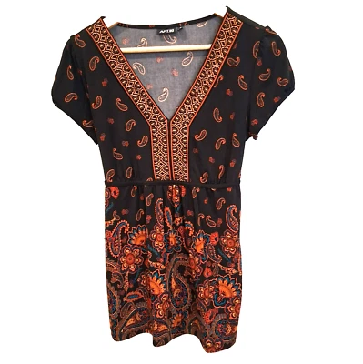 Top Babydoll Y2K Apt 9 para mujer mediano oscuro floral boho negro cachemira tribal vanguardista Foto 1 de 4