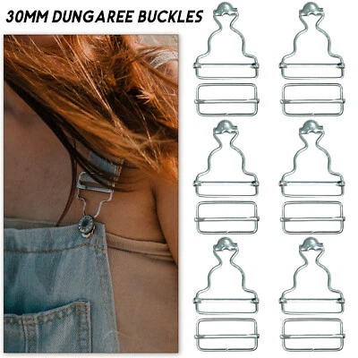 30mm Argento Metallo Salopette Fibbie Cursori Clip Chiusure Craft Cucito Repair - Immagine 1 di 4