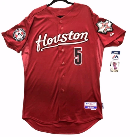 MAJESTIC AUTHENTIC, SZ 58 4XL, HOUSTON ASTROS RED, JEFF BAGWELL COOL BASE Jersey Cover