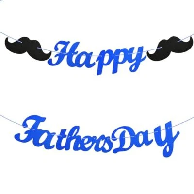 Feliz Día del Padre Banner, Brillo Día del Padre Guirnalda Letrero con Forma de Barba  Foto 1 de 4
