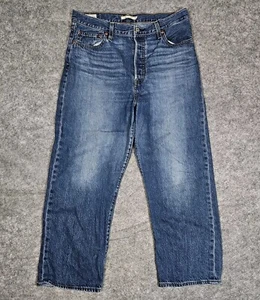 Levi’s Jeans Women’s 32x27 Measure 34x26 Premium Blue Ribcage Straight Cropped - Picture 1 of 13