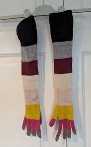 JUICY COUTURE MULTICOLOURED STRIPE WOOL BLEND KNITTED LONG GLOVES - Picture 1 of 5