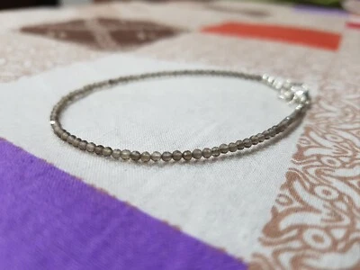 Smoky quartz semi precious gemstone 925 sterling silver bracelet jewelry br4 - Image 1 of 4