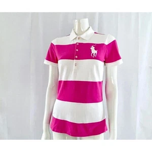 Polo Ralph Lauren Rosa Blanco Rayas, Calce Ajustado, Top Preppy Informal Y2K, M - Imagen 1 de 9