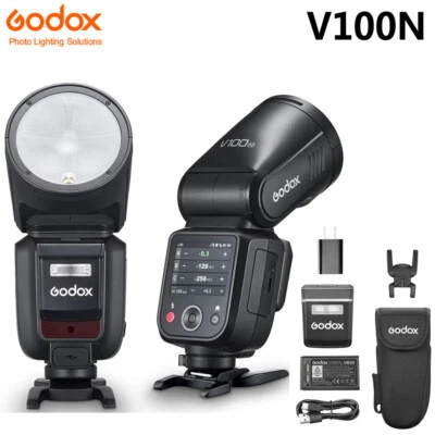 US Godox V100N 2.4G TTL HSS Li-ion Round Head Camera Flash Speedlite for Nikon - Image 1 of 4