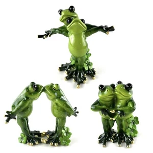 3 x Lovers Frog Ornament Home Décor Sculpture Set - Picture 1 of 9