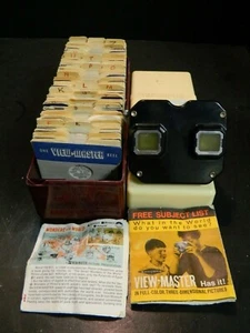 Mid Century Sawyer's View Master + Reel Collection Over 140 Reels In Case VG - Picture 1 of 7