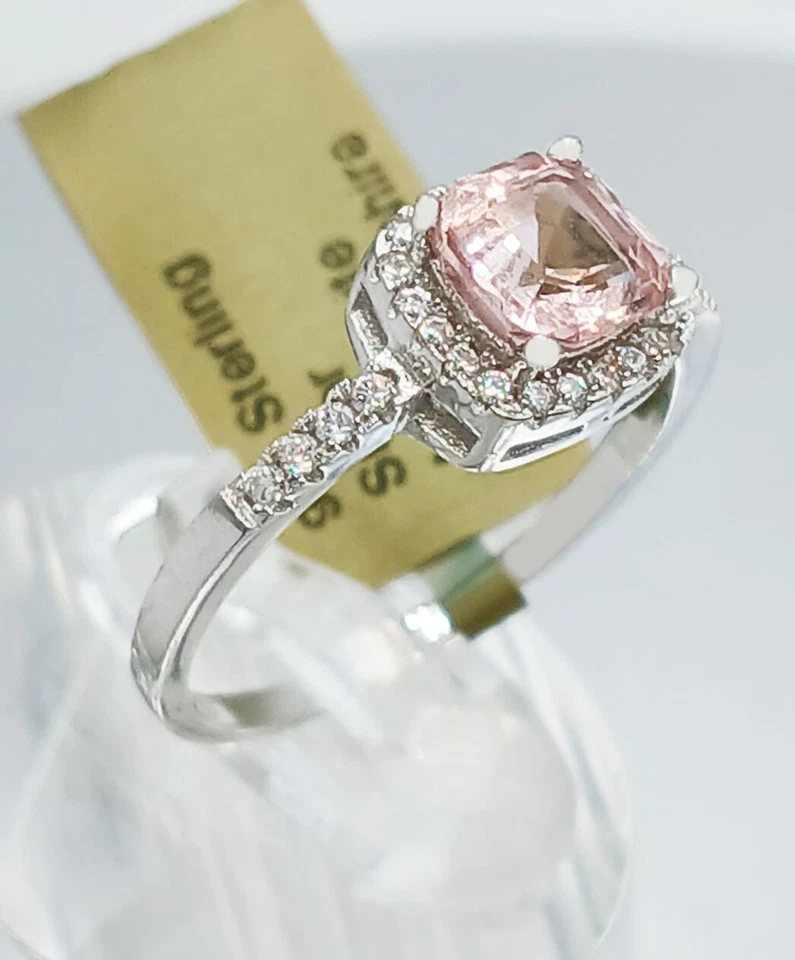 ANILLO MORGANITA Y ZAFIRO BLANCO GENUINO 0,92 quilates plata .925 - Nuevo con etiqueta Foto 1 de 4