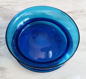 Vintage Antik Aquarium Fischglas Selten 7 1/2" Blau Vertiefung Glas Fischschale - Bild 1 von 13