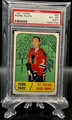 1967-68 Topps - Pierre Pilote #62 Chicago Blackhawks PSA NM MT 8 - Image 1 of 2