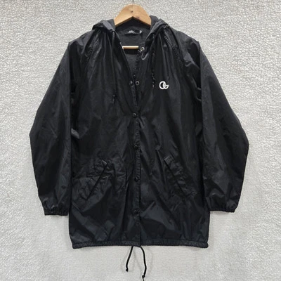 Chaqueta cortavientos con capucha abotonada negra pequeña Obey Worldwide adulto Foto 1 de 4