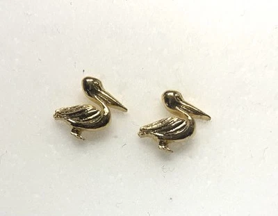 40x Gold Plate Pelican Post earrings, stud- surgical steel post - Image 1 of 3