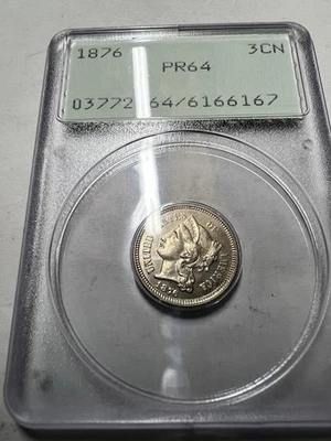 1876 PROOF 3 Cent Nickel. PCGS PR64 - Image 1 of 3
