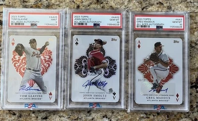 2023 Topps All Aces Autographs Atlanta Braves Big Three Maddux, Smoltz, Glavine - Image 1 of 4