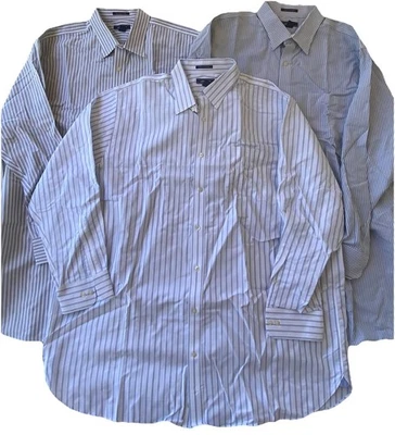 Lot Of 3 Lands End Mens button down shirt 19 - 37 Big/Tall Gray/Blu LS -SUPIMA - - Image 1 of 4
