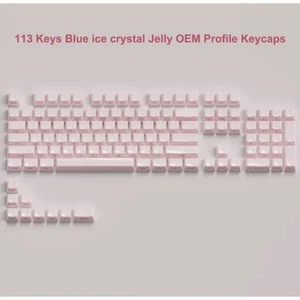 Womier 113 Jelly Keycaps Set Side Print Ice Crystal Translucent Pink OEM - Picture 1 of 5