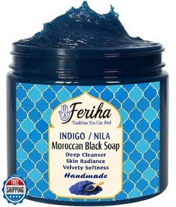 Feriha marokkanische schwarze Seife, Indigo, Sahara Nila, 100% natürlich, handgemachte Beldi  - Bild 1 von 5
