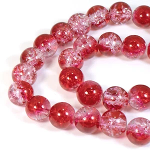 Red, Pink, Clear 10mm Crackle Glass Beads, 30-Pack Ombre Style Jewelry Making - Picture 1 of 3