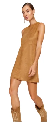 Kasper Women's Brown Sleeveless Back-Zip Tan Faux A-Line Dress Size 12P - Image 1 of 4