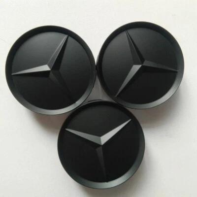 4er Set Für Mercedes Benz Wheel Center Hub Cap 65/75mm Matt Black Chrome - Image 1 of 4