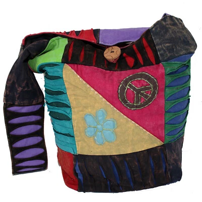 Patchwork Tasche Schultertasche Umhängetasche Blumen Peace Beutel Hippie Goa - Bild 1 von 4