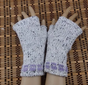 knitted cotton fingerless gloves, size S colorful gloves, handmade women mittens - Picture 1 of 4