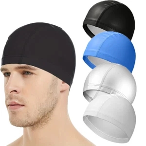 Silicone Swimming Cap Solid Color Long Hair Clean Swim Pool for Adult Men Women - Picture 1 of 18