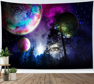Misty Forest Planet Fantasy Star Space Tapestry Wall Hang Living Room Bedroom