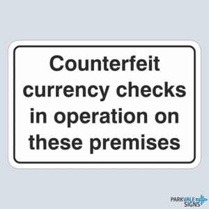 Letrero de cheques de moneda falsificada - Imagen 1 de 1