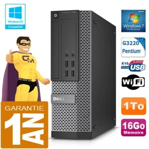 PC DELL 7020 SFF Intel G3220 RAM 16Go Scheibe 1 Zu Dvd-Brenner Wifi W7 - Bild 1 von 4