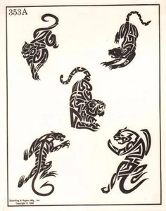 RARE 1990s 353A SPAULDING & ROGERS MFG INC 11 X 14" TATTOO DESIGN SHEET TIGER VG - Picture 1 of 1