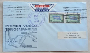 HONDURAS 1959 PAN AMERICAN FIRST FLIGHT CACHET COVER + NICE AIRMAIL LABEL - Picture 1 of 1