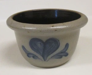 Rowe Pottery Works Small Heart Serving Bowl Blue Salt Glazed 1993 - Picture 1 of 5