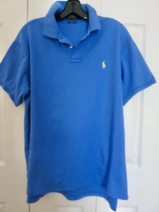 Polo Ralph Lauren Poloshirt kurzärmlig Gr. LG blau mit gelbem Pony Logo Herren - Bild 1 von 6