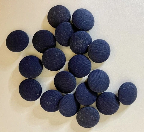 Vintage Navy Blue Fabric Covered Buttons -Set of 19 EX. Cond Cover