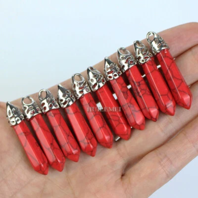 10 piezas Colgante Punta Hexagonal Piedra Turquesa Roja Cuentas Reiki Chakra Sanación Foto 1 de 4