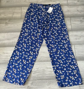 NEXT BLUE FLORAL PRINT SUMMER WIDE LEG TROUSERS..SIZE 12..BRAND NEW - Picture 1 of 6