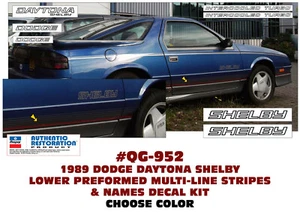 SP QG-952 1989 DODGE DAYTONA SHELBY - STRIPE & DECAL KIT - LICENSED - Picture 1 of 1