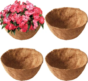 Coco Liners for Planters - 4 Pack 14 Inch round Hanging Basket Liners, 100% Natu - Picture 1 of 12