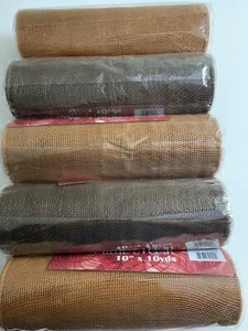 Lot 5 10"x10yds Gingerbread Tan & Brown Deco Mesh Roll Ribbon Wreath Garland New - Picture 1 of 5