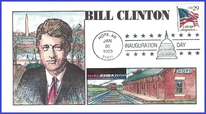 USA1 #IN34 U/A COLLINS HAND PAINTED FDC   Inauguration Clinton 1st Term 1993 - Image 1 of 1