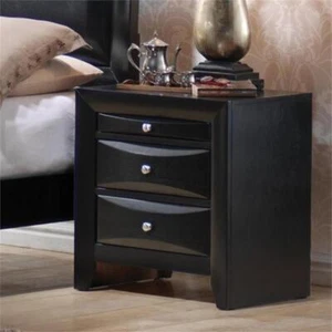 Homesphere Furniture Transitional 2-Drawer Wood Nightstand with Tray in Black - Picture 1 of 4