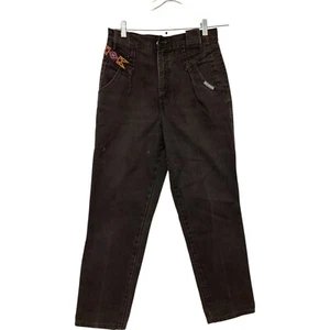 Pantalones de mezclilla Rough Rider para mujer a pelo 9/10 marrón bordado oscuro vintage - Imagen 1 de 8