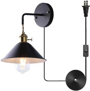 Green Macaron Wall Lamp, Metal Light Plug in Adjustable Cord, Industrial Sconces - Picture 1 of 81