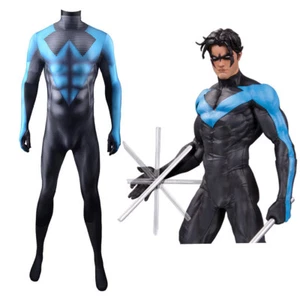Superhero Nightwing Jumpsuit Adult/Kids Halloween Cosplay Costume - Picture 1 of 7