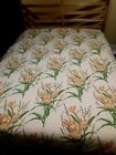 VTG 1977 J P Stephens USA Full Flat Bed Sheet Cottage Core Orange Lilies XLNT