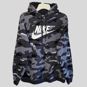 Nike Men's Club Pullover Hoodie XL Gray Camo Fleece Sweatshirt Streetwear - Picture 1 of 16